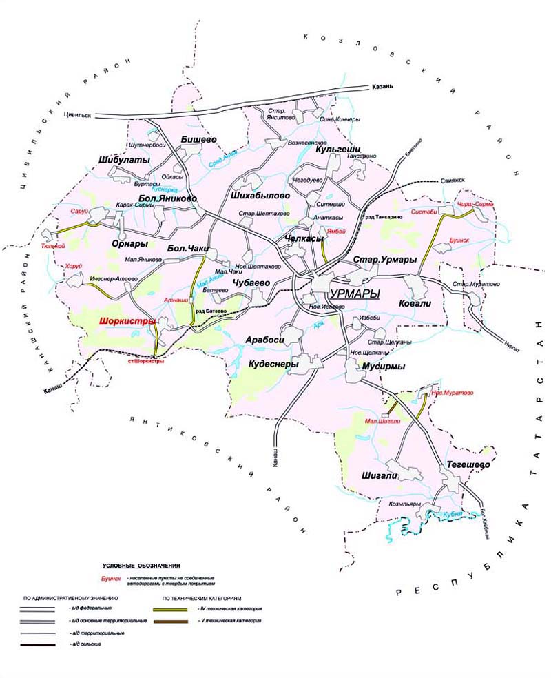 Карта урмарского района